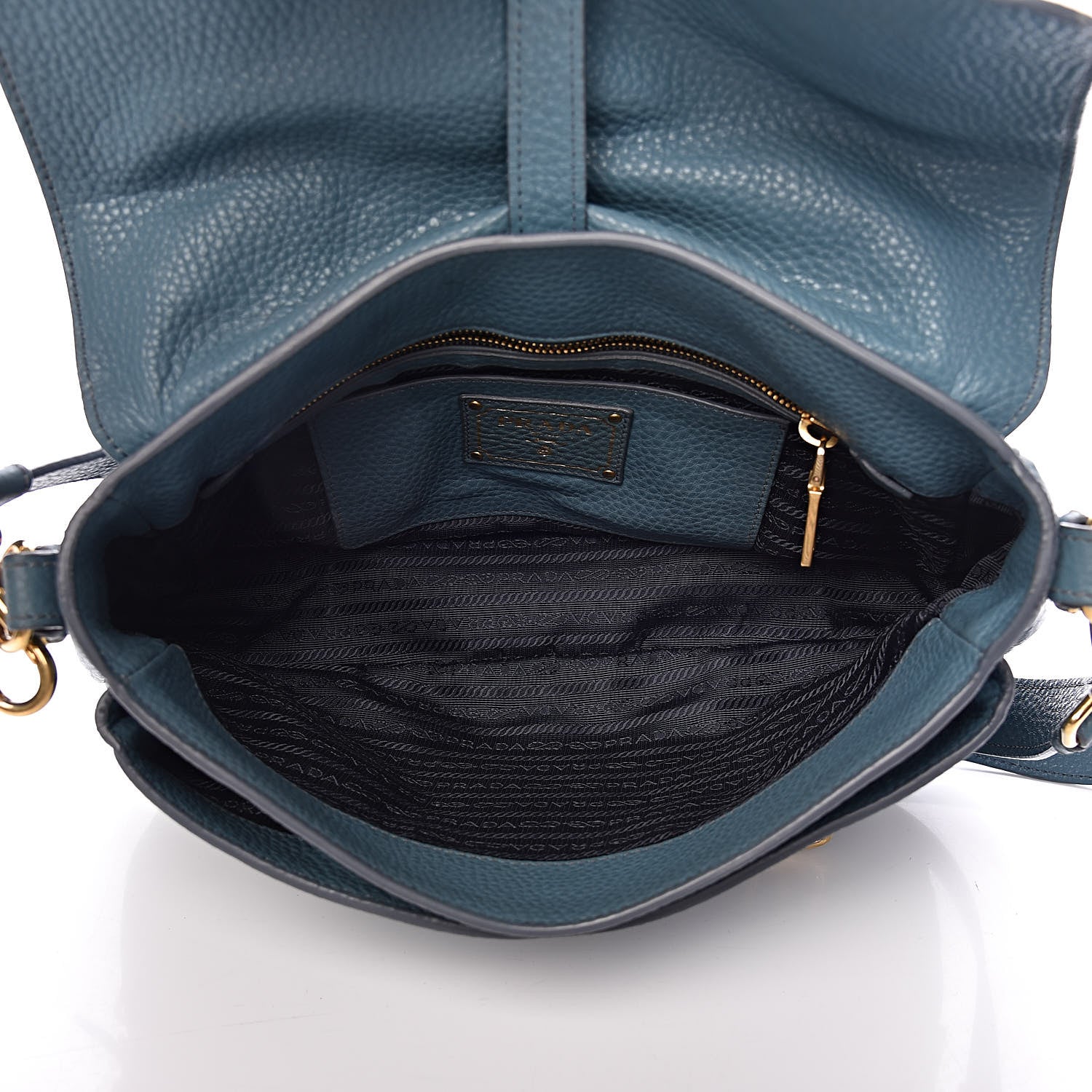 Prada Vitello Daino Push Lock Messenger Bag Marine 6 of 18