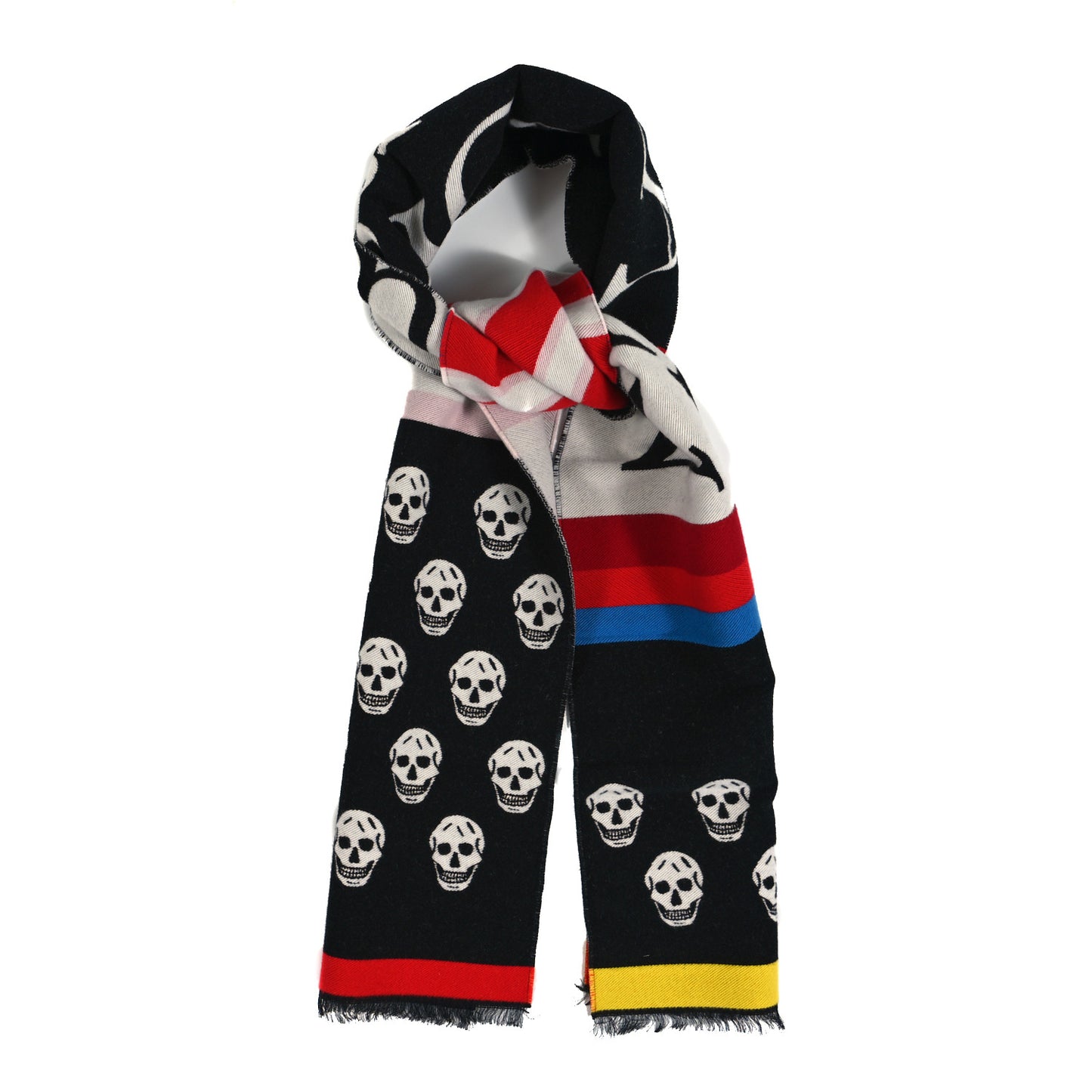 Wool Skull Stripes Logo Scarf Multicolor