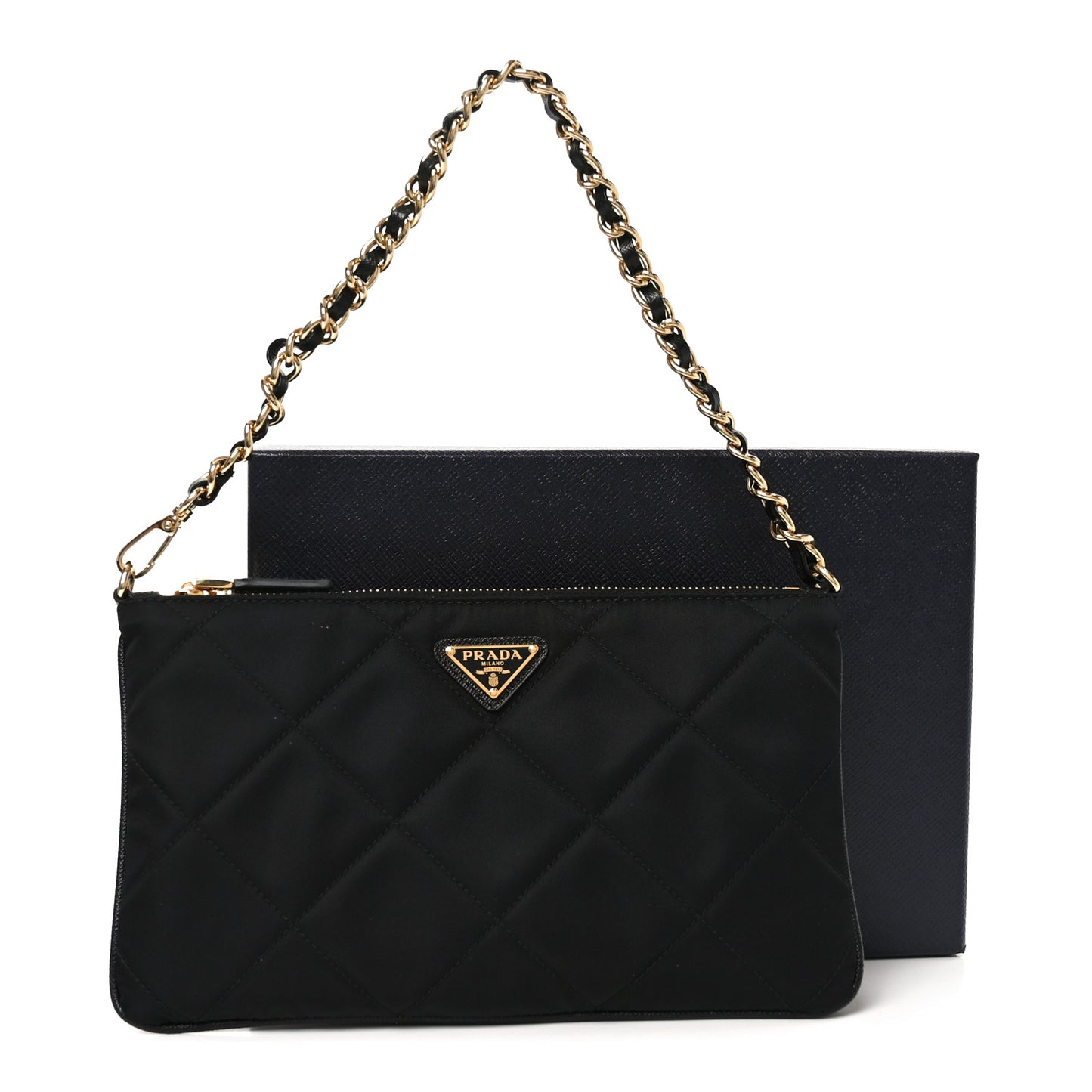 Re-Nylon Tessuto Impuntu Quilted Re-Edition 1995 Chaine Pouch Black
