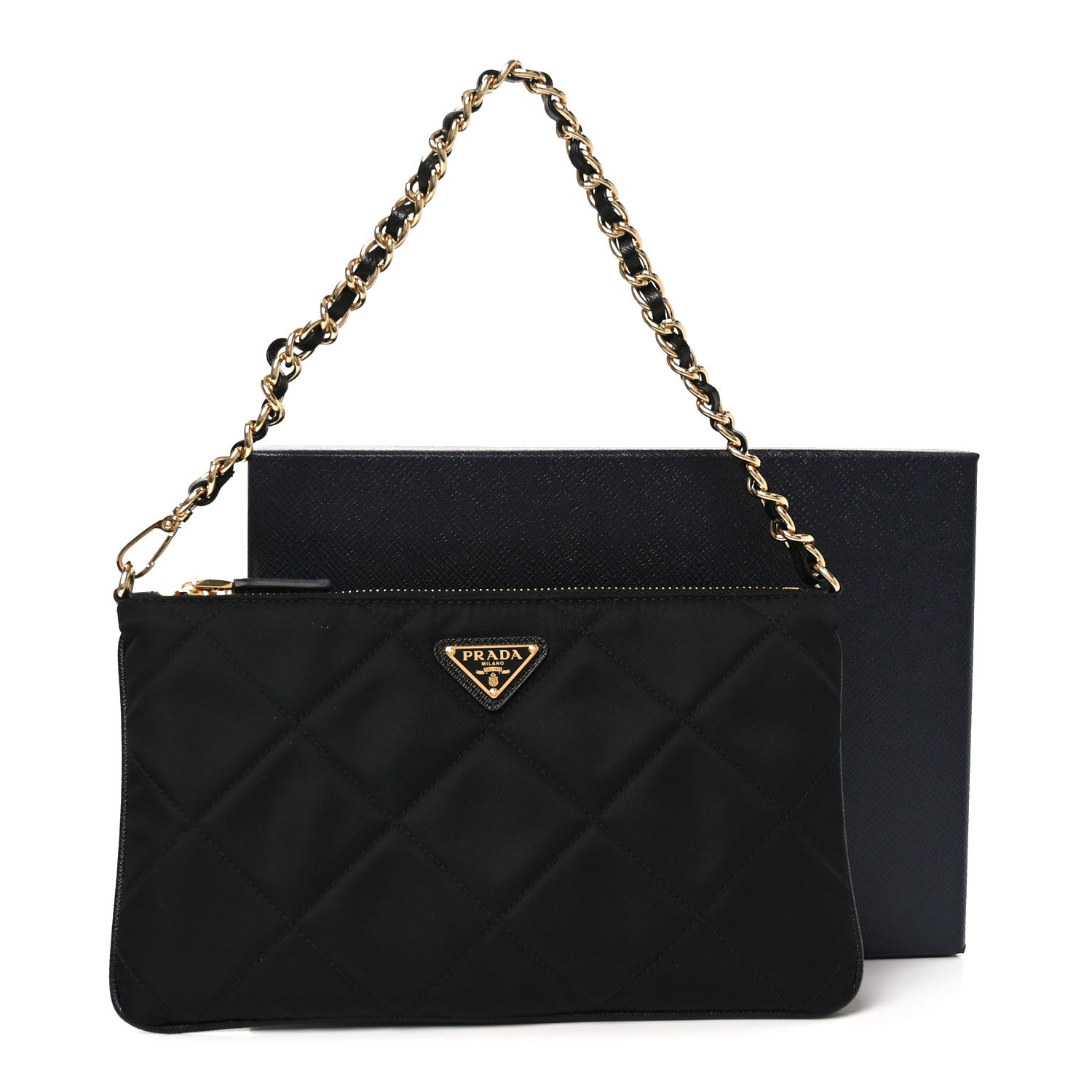 Prada Re-Nylon Tessuto Impuntu Quilted Re-Edition 1995 Chaine Pouch Black 10 of 10