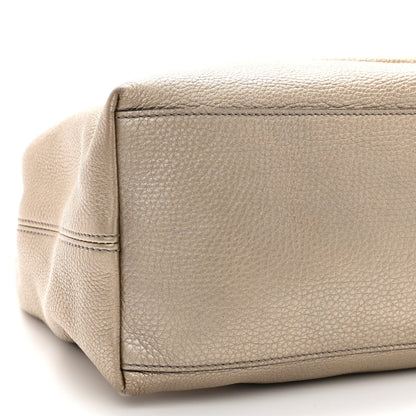 Gucci Metallic Pebbled Calfskin Medium Soho Chain Shoulder Bag Golden Beige 9 of 12