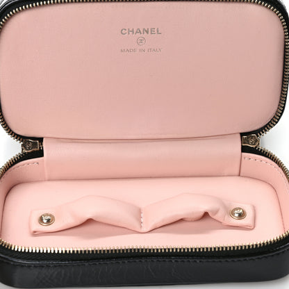 Chanel Shiny Lambskin Quilted Small Vanity Case With Chain Black 6 of 10