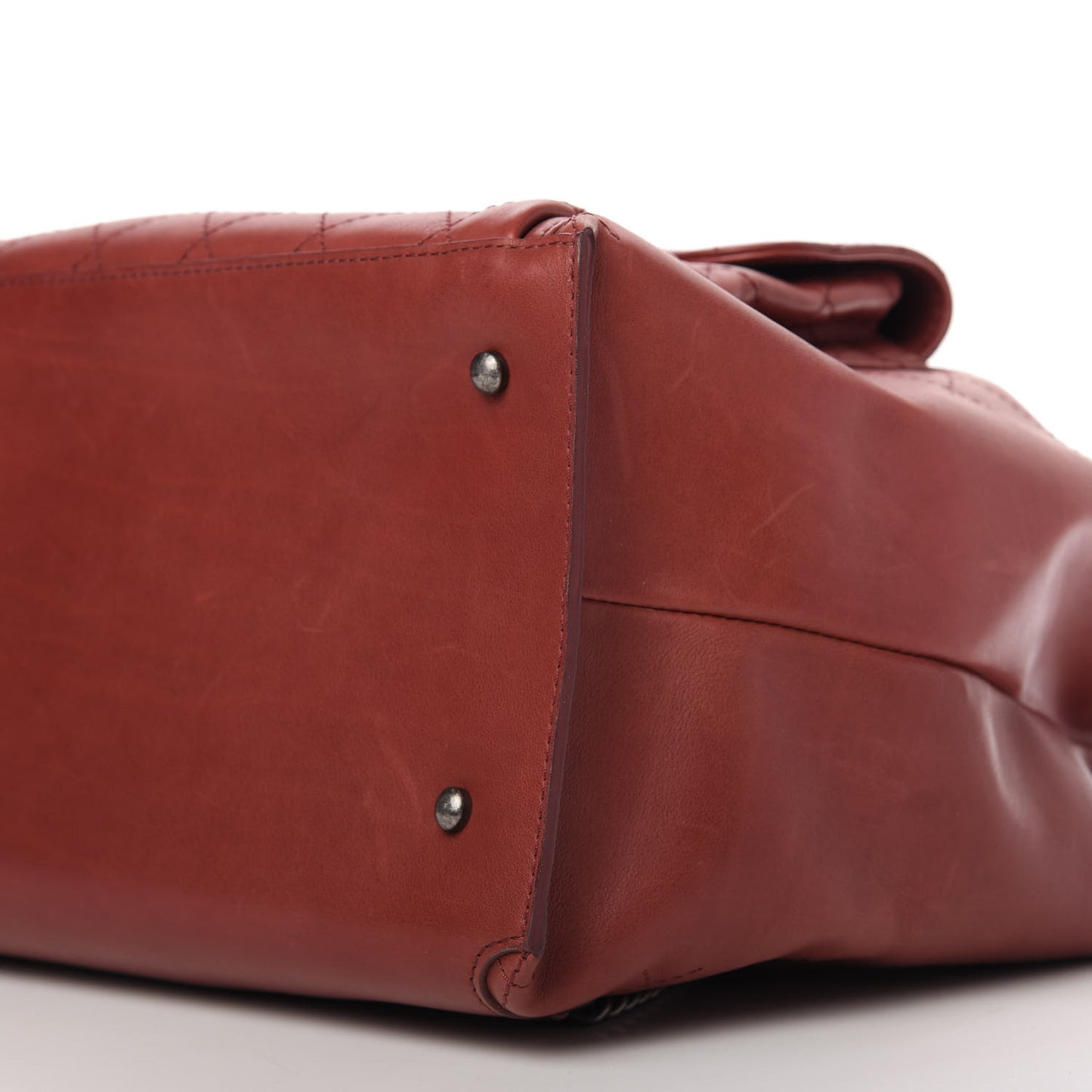 Calfskin Stitched Large Urban Luxury Drawstring Backpack Dark Red