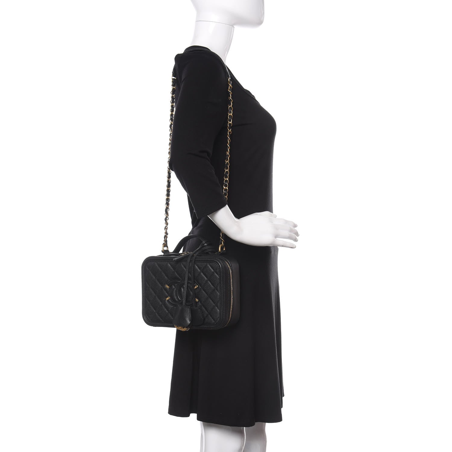 Chanel Caviar Quilted Medium CC Filigree Vanity Case Black 2 of 13