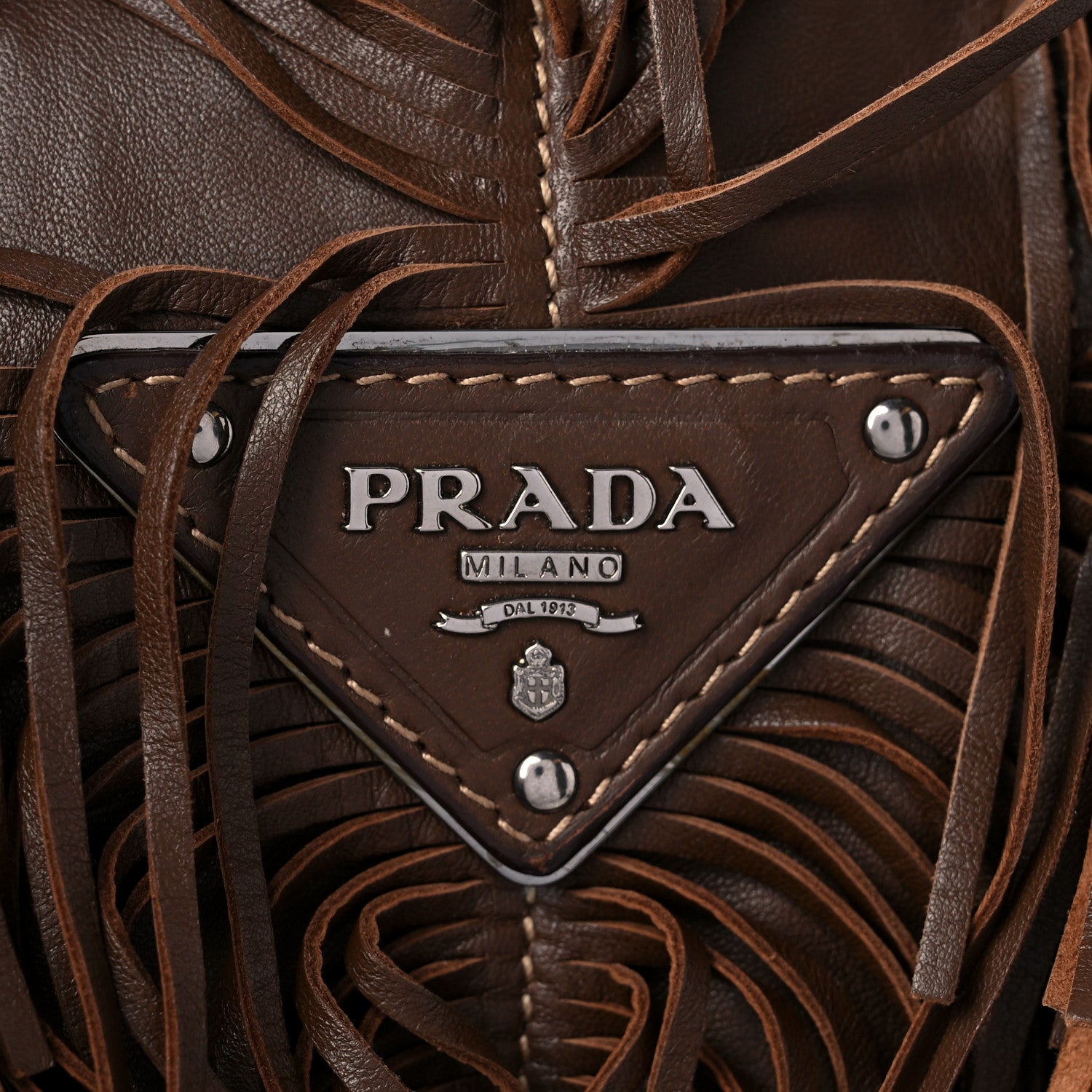 Prada Nappa Fringe Shopping Tote Noce 12 of 15