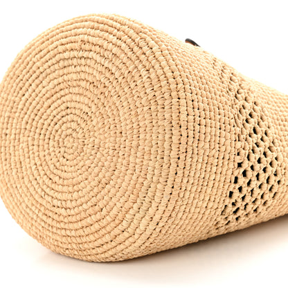 Celine Raffia Woven Clara Drawstring Bucket Bag Natural Tan 9 of 9