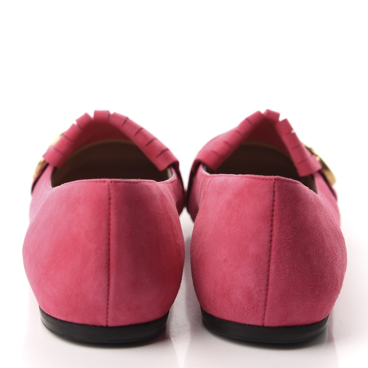 Gucci Kid Scamosciato GG Marmont Fringe Flats 39.5 Hot Pink 5 of 10