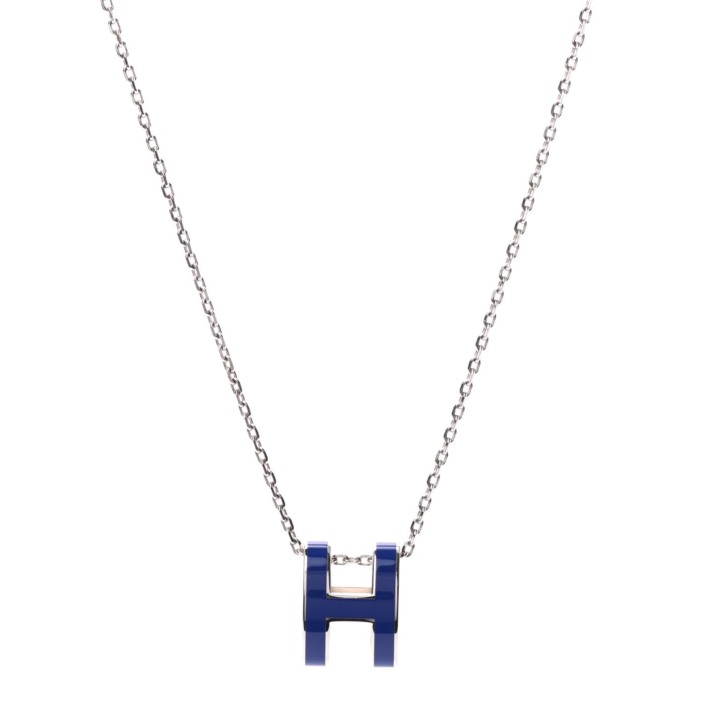 Lacquered Palladium Pop H Pendant Necklace Bleu Royal