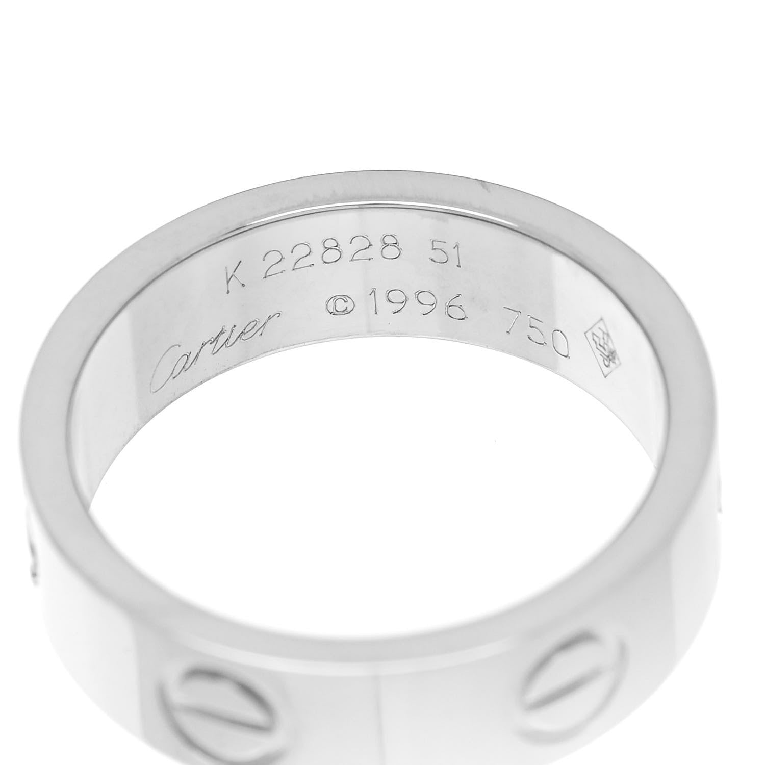 Cartier 18K White Gold 5.5mm LOVE Ring 51 5.75 4 of 4