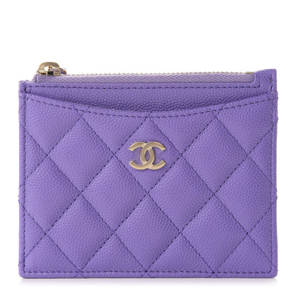 Chanel Caviar Quilted CC Zip Card Holder Purple 1 of 8
