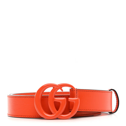 Gucci Azalea Calfskin Enamel Monochrome Double G 30mm Belt 85 34 Deep Orange 1 of 6