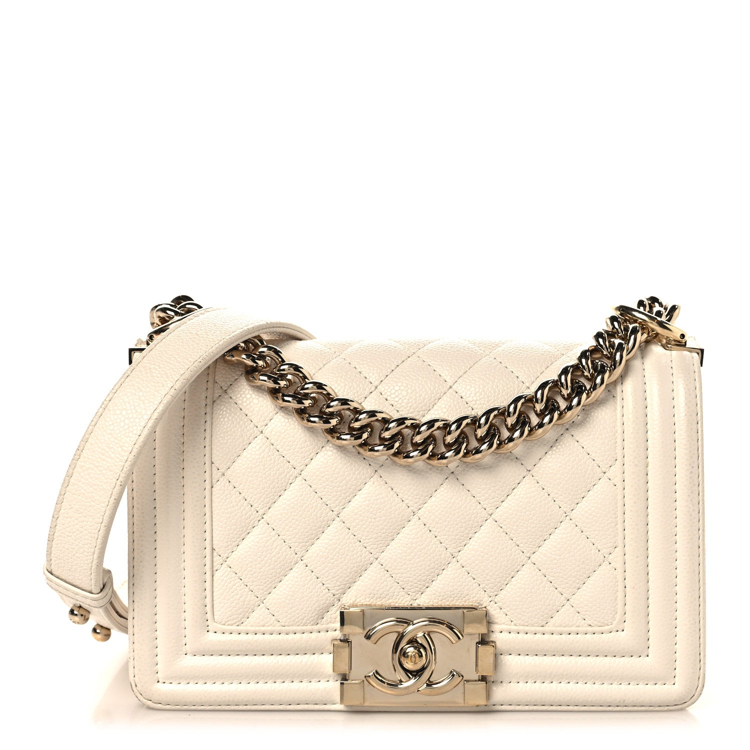 Chanel Caviar Quilted Small Boy Flap White 1 of 12
