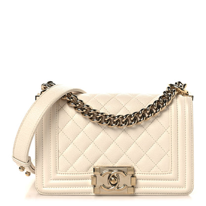 Chanel Caviar Quilted Small Boy Flap White 1 of 12