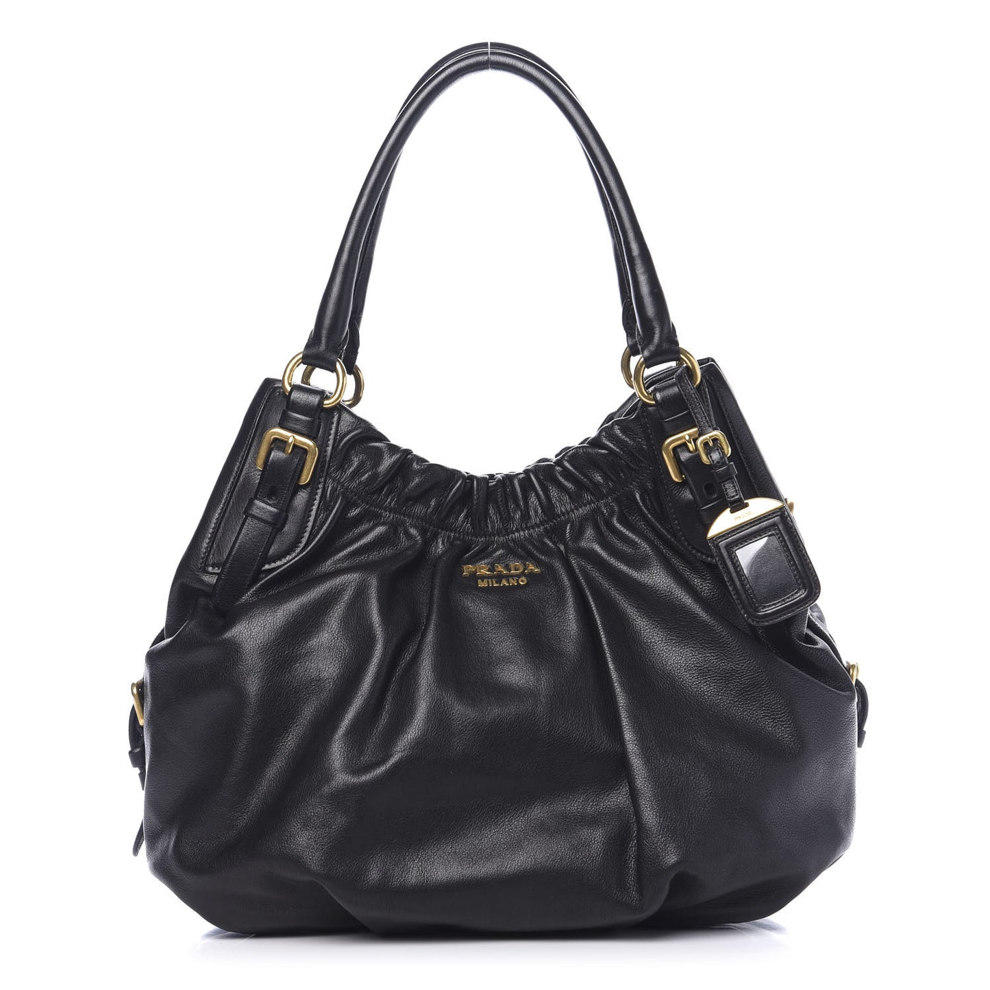 Soft Calfskin Pleated Hobo Black