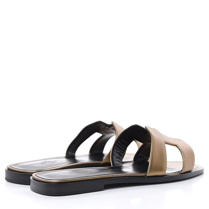 Hermes Metallic Nappa Oran Sandals 38 Vert Bronze 5 of 8