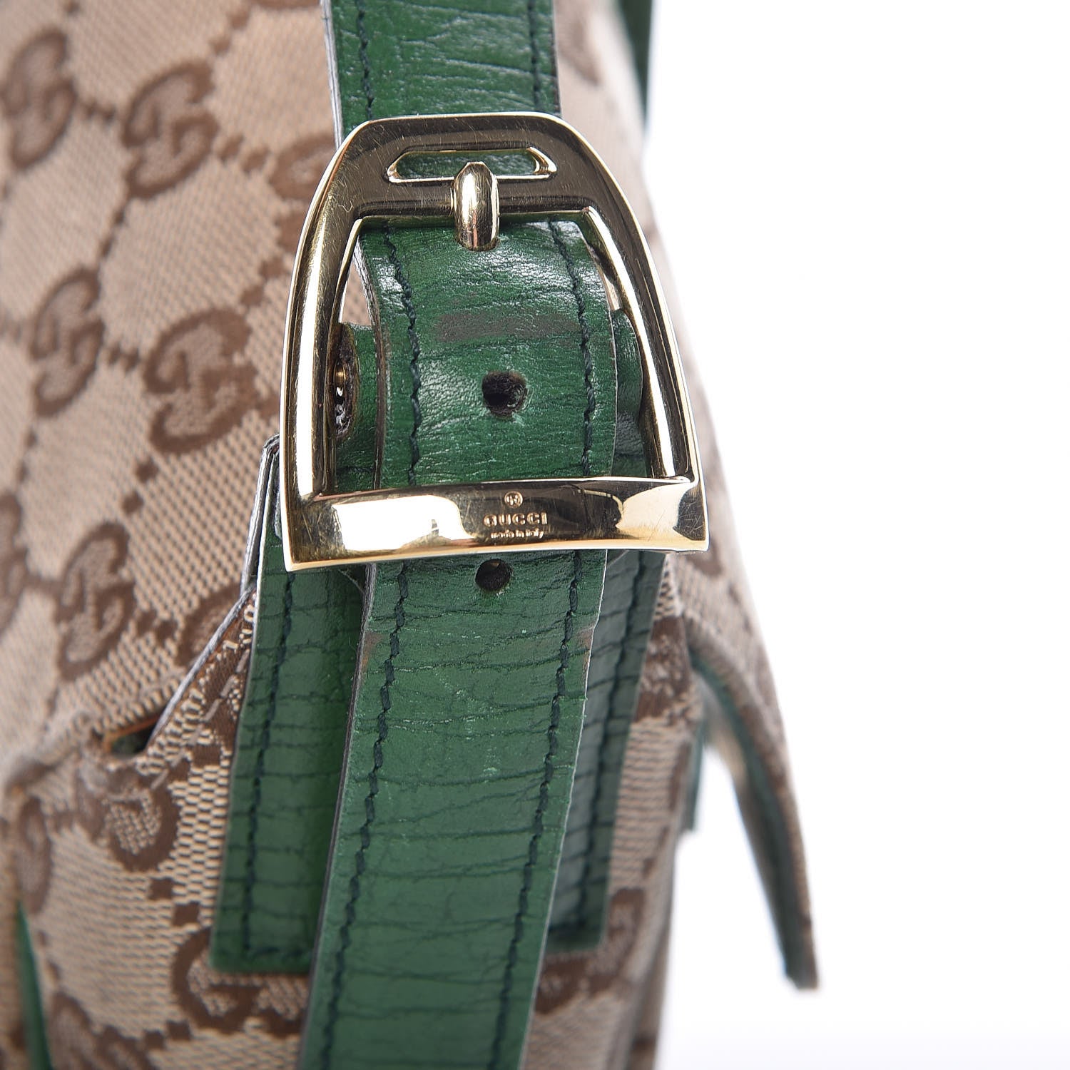 Gucci Monogram Horsebit Web Flap Bag Green 15 of 21