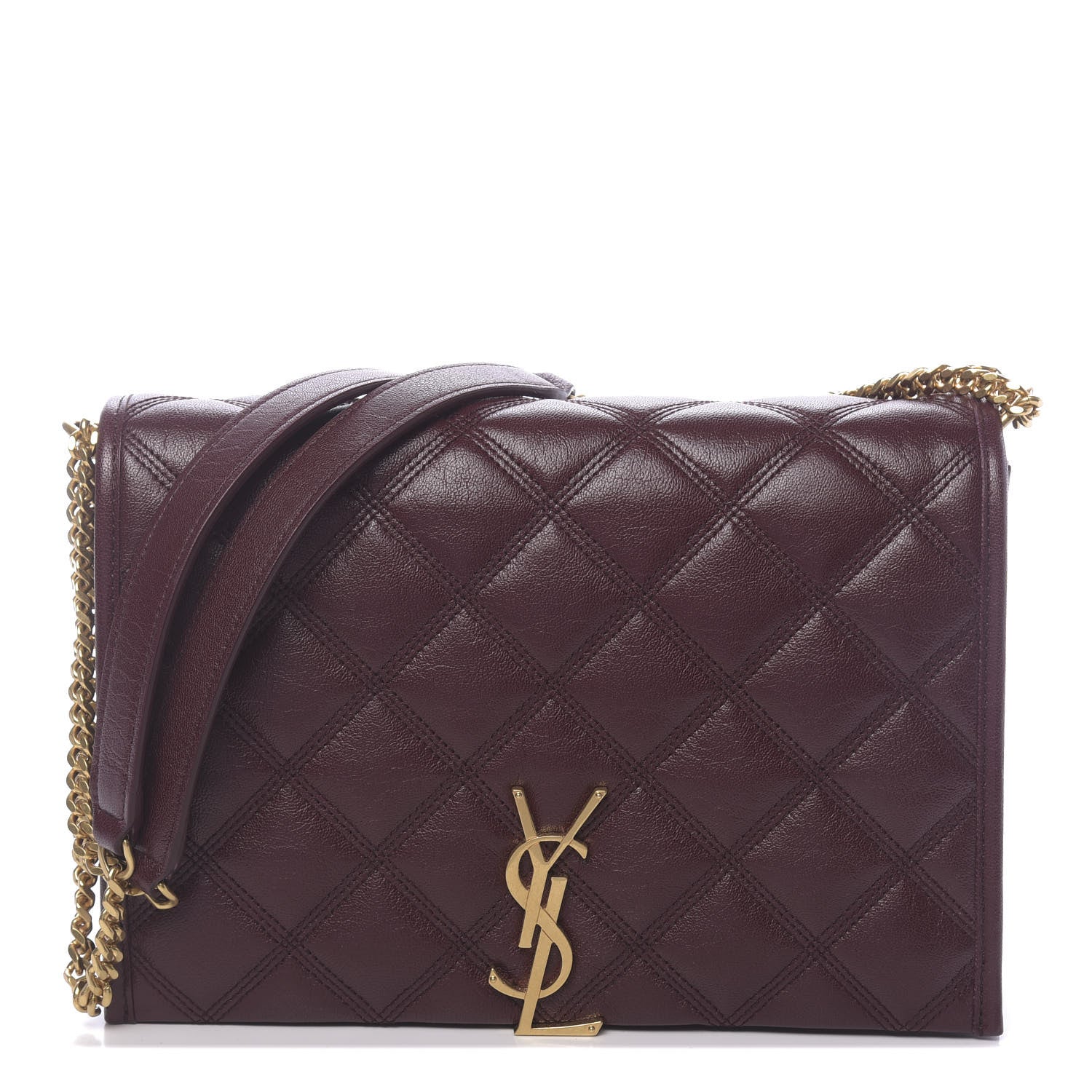 Saint Laurent Lambskin Quilted Mini Becky Chain Bag Burgundy 1 of 9