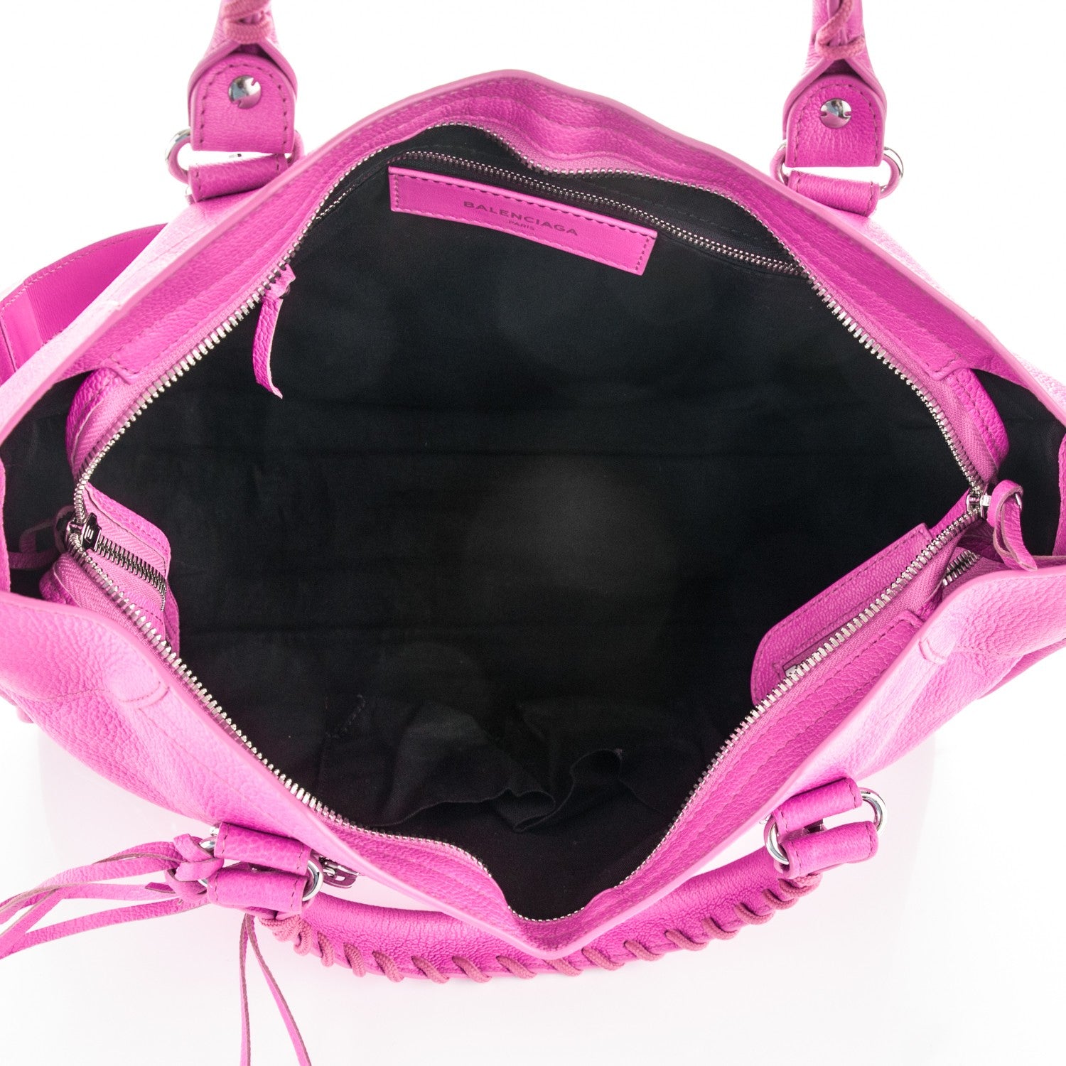 Balenciaga Chevre Silver Metallic Edge Hardware City Rose Fluo 6 of 8