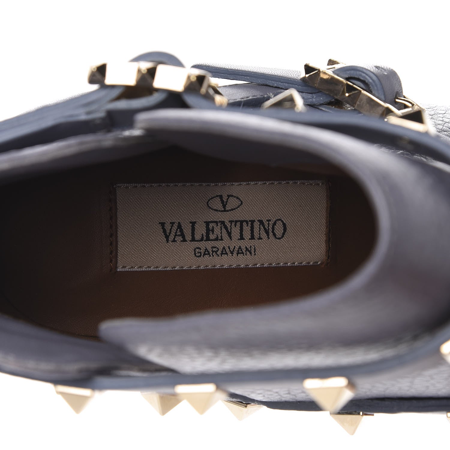 Valentino Garavani Pebbled Calfskin Rockstud Double Buckle 100mm Ankle Boots 37 Light Stone 8 of 8