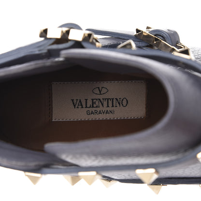 Valentino Garavani Pebbled Calfskin Rockstud Double Buckle 100mm Ankle Boots 37 Light Stone 8 of 8