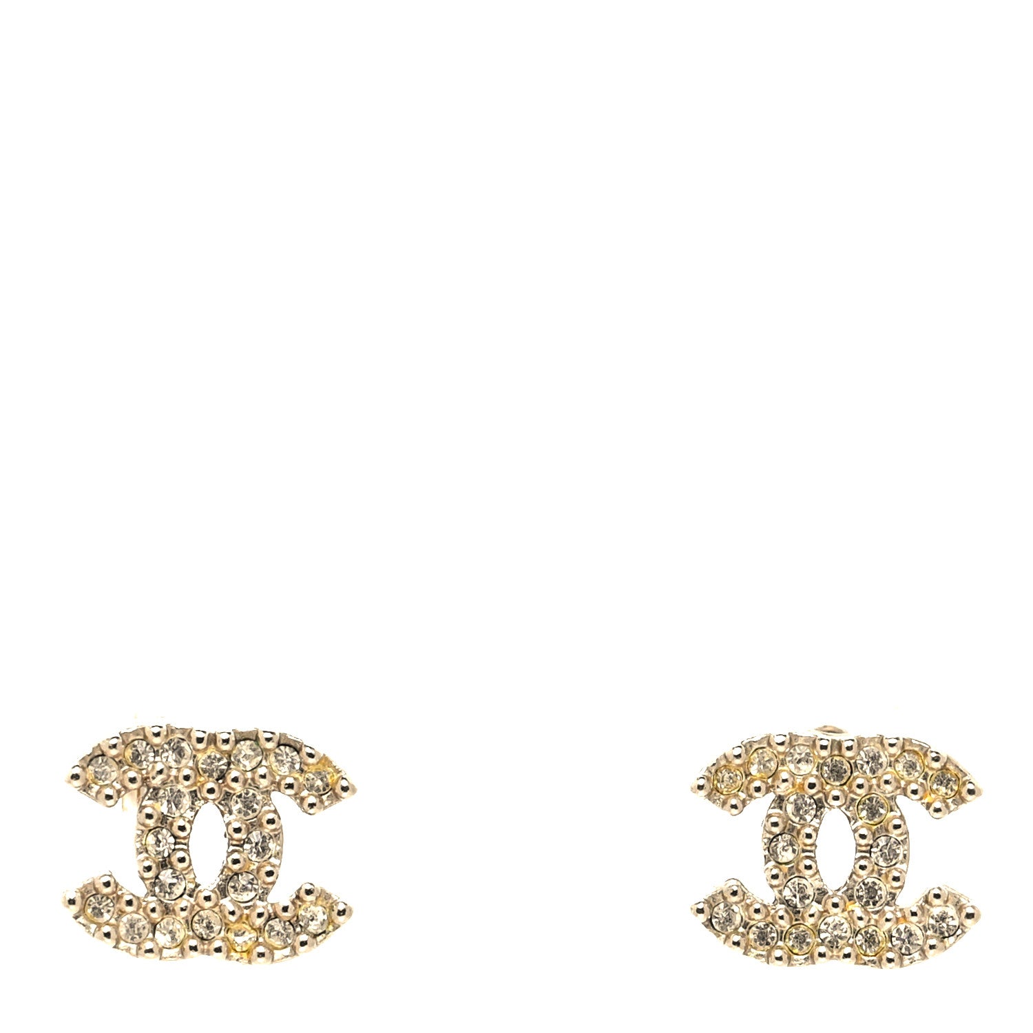Chanel Crystal CC Earrings Gold 1 of 3