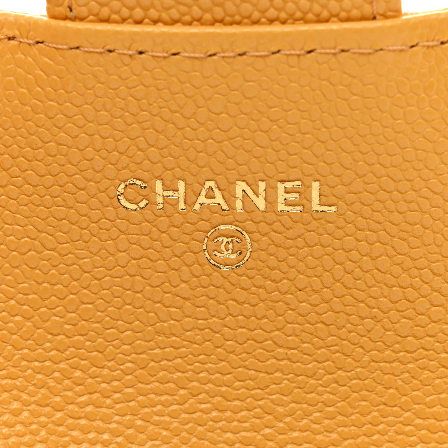 Caviar Quilted Flap Card Holder Wallet Yellow