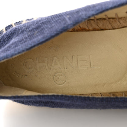 Chanel Denim Toile CC Espadrilles 37 Navy Black 6 of 10