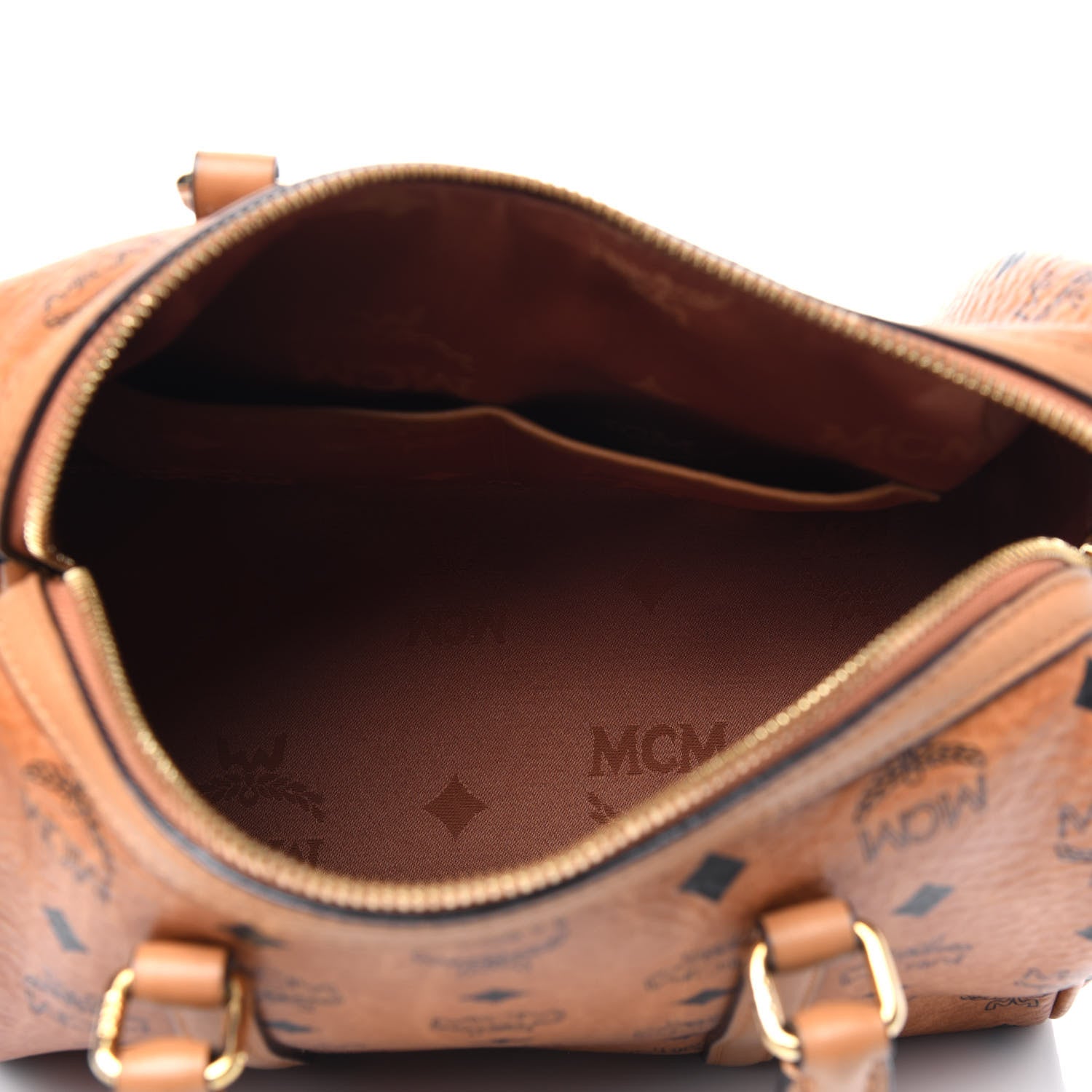 MCM Visetos Dog Bone Boston Bag Cognac 6 of 27