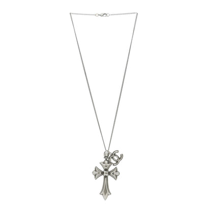 Chanel CC Cross Pendant Necklace Silver 3 of 6