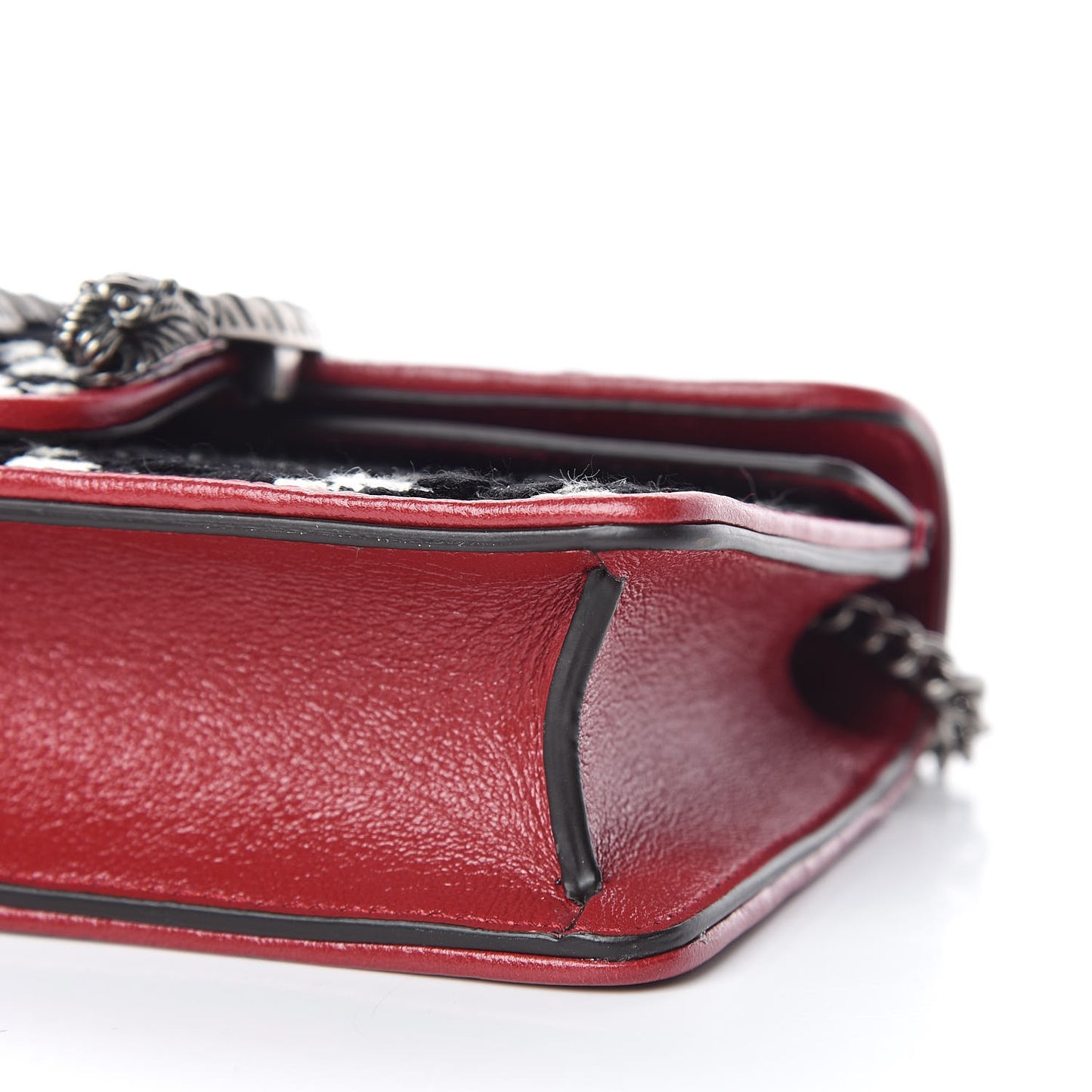Tweed GG Monogram Super Mini Dionysus Shoulder Bag Black White Romantic Cherry