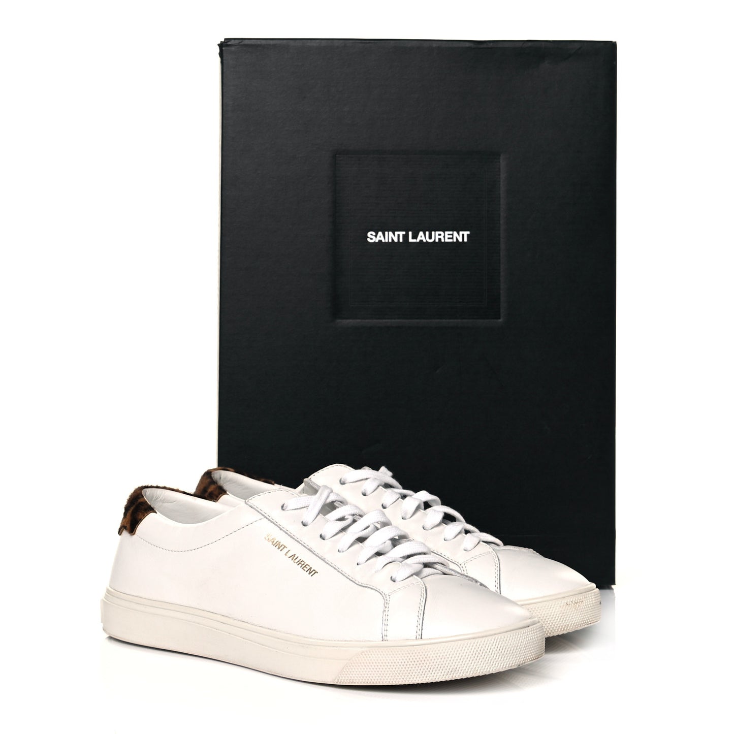 Calfskin Pony Hair Leopard Print Andy Low Top Sneakers 38 Optic White