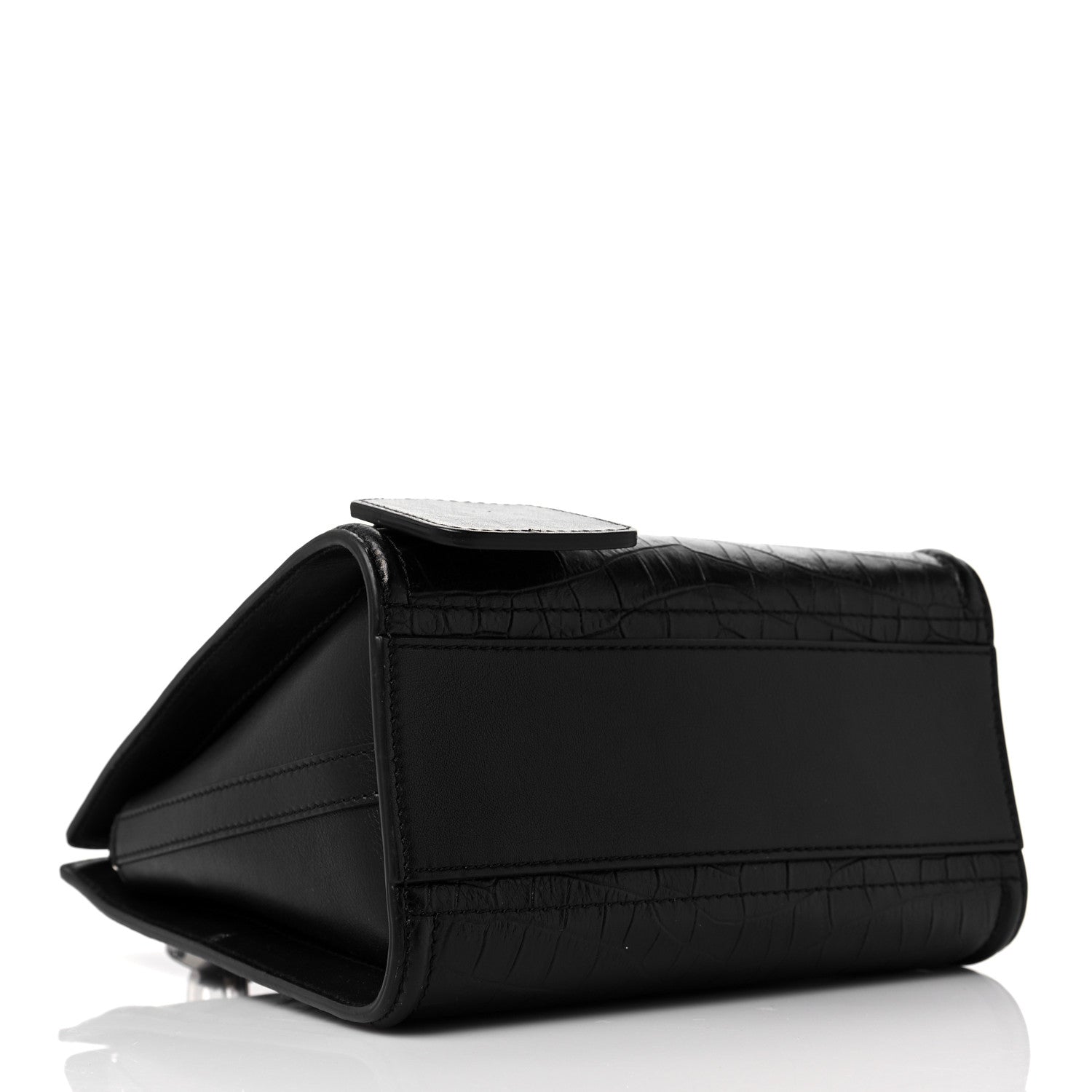 Alexander McQueen Crocodile Embossed Calfskin The Short Story Shoulder Bag Black 4 of 9