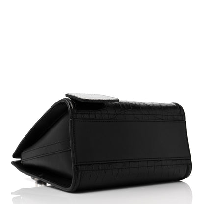 Alexander McQueen Crocodile Embossed Calfskin The Short Story Shoulder Bag Black 4 of 9