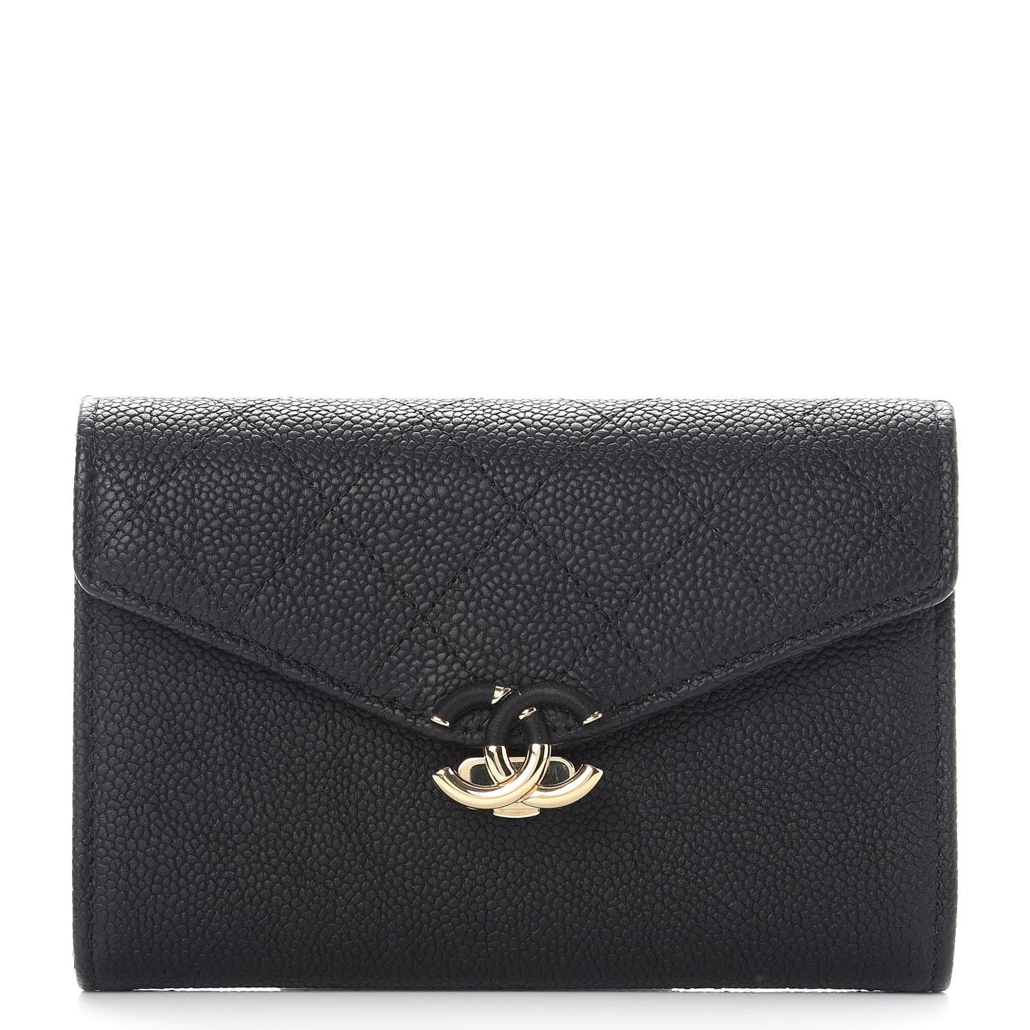 Caviar Quilted Medium CC Flap Wallet Black