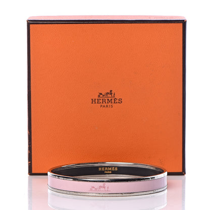 Hermes Enamel Printed Caleche Narrow Bracelet 65 Rose Dragee 6 of 6