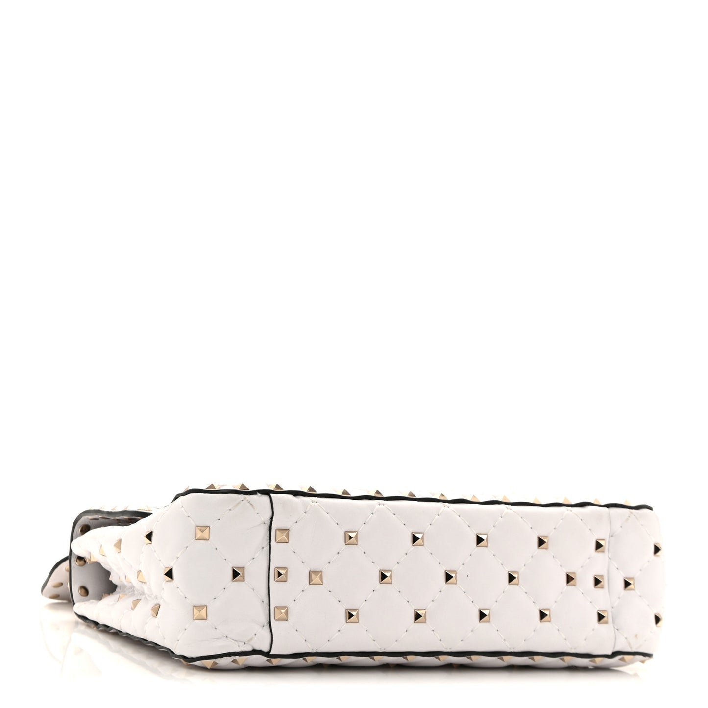 Lambskin VLTN Print Medium Rockstud Spike Shoulder Bag Optic White Black