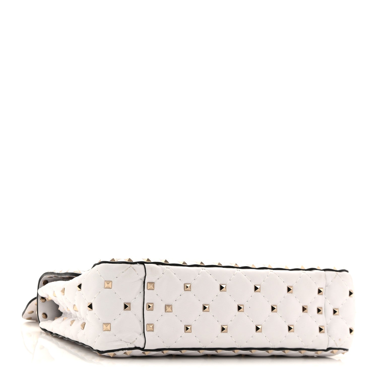 Valentino Garavani Lambskin VLTN Print Medium Rockstud Spike Shoulder Bag Optic White Black 4 of 10