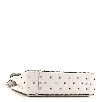 Valentino Garavani Lambskin VLTN Print Medium Rockstud Spike Shoulder Bag Optic White Black 4 of 10