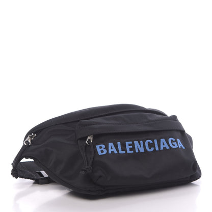 Balenciaga Recycled Sport Nylon Logo Embroidered Wheel Beltpack Black Blue 4 of 10
