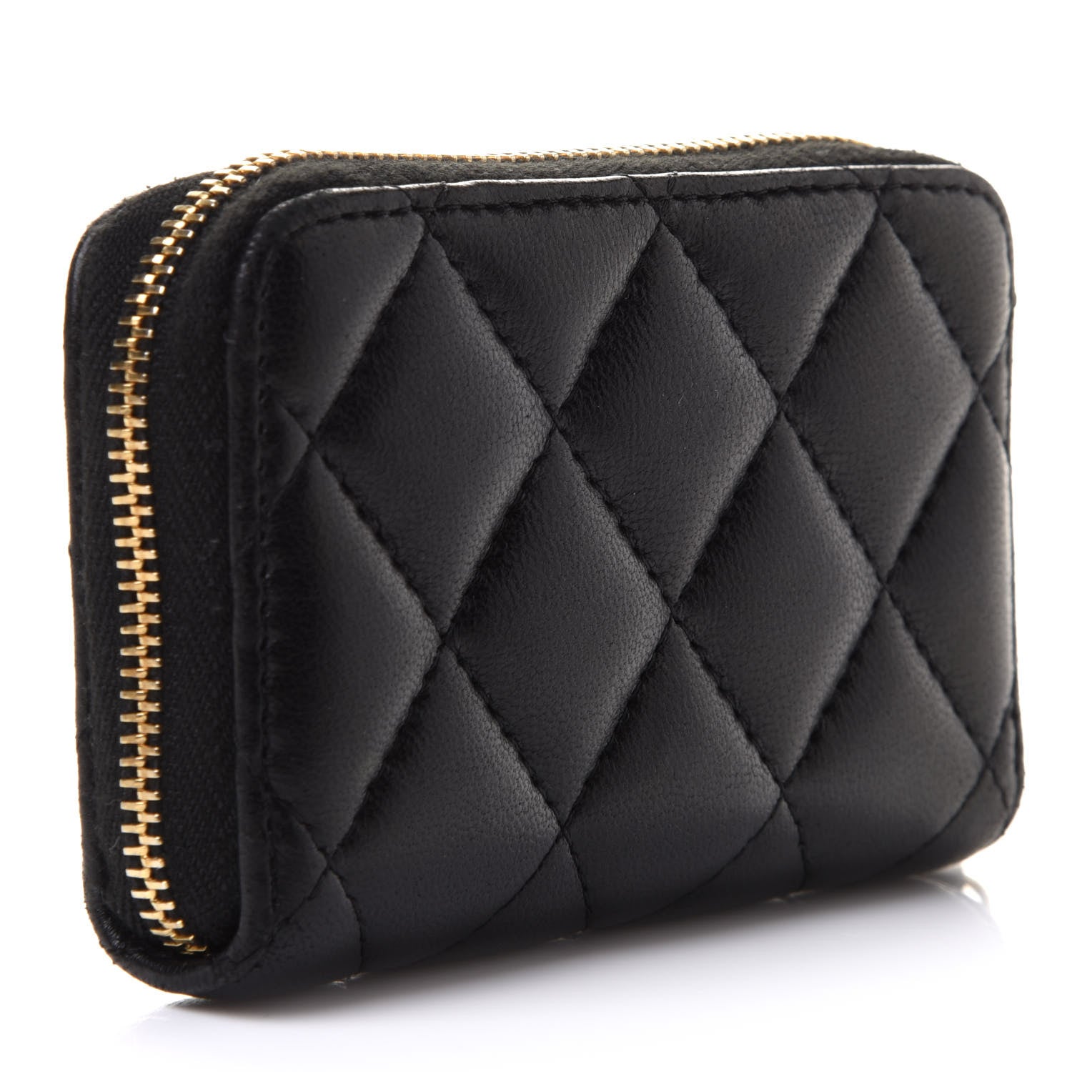 Chanel Lambskin Quilted Zip Coin Purse Black 3 of 9