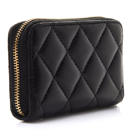 Chanel Lambskin Quilted Zip Coin Purse Black 3 of 9