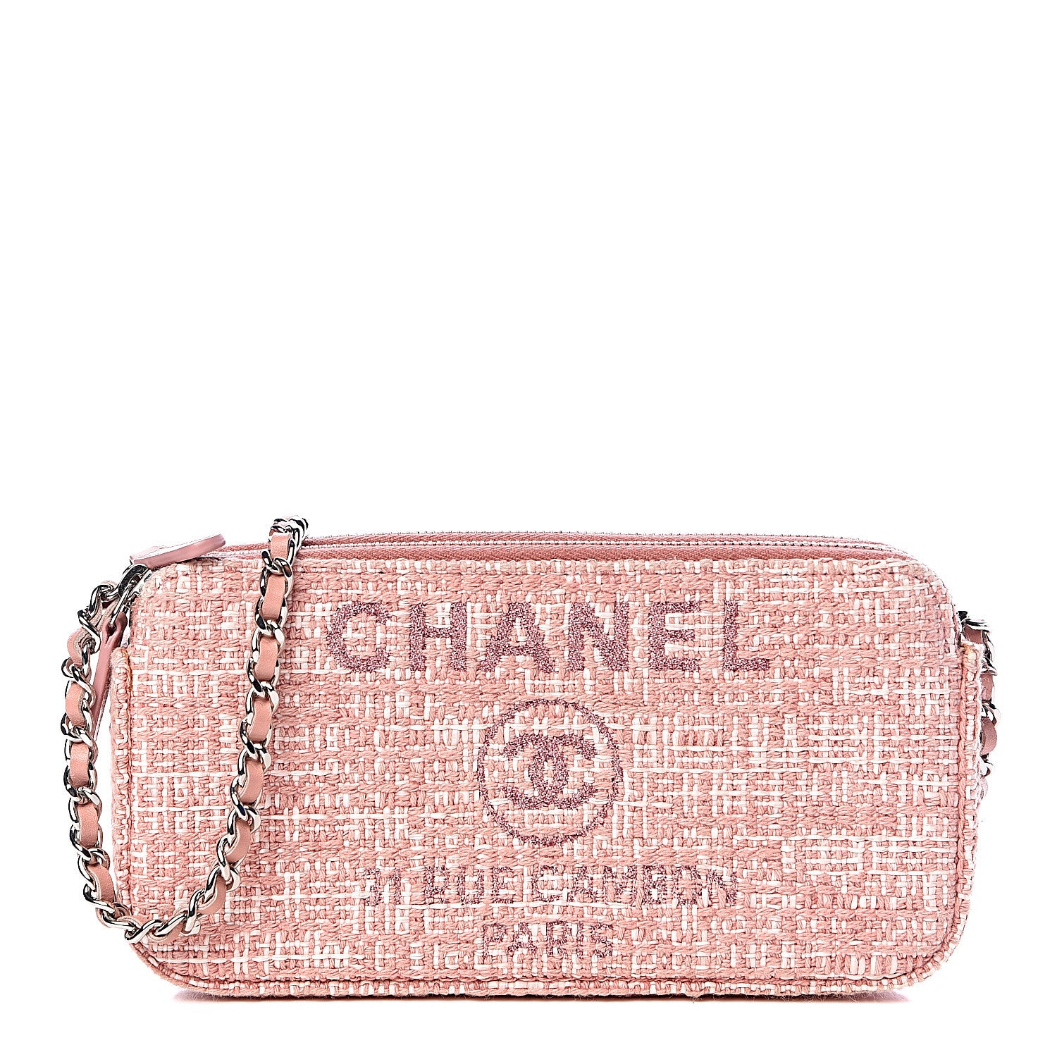 Chanel Canvas Small Deauville Clutch With Chain Pink 2 of 13