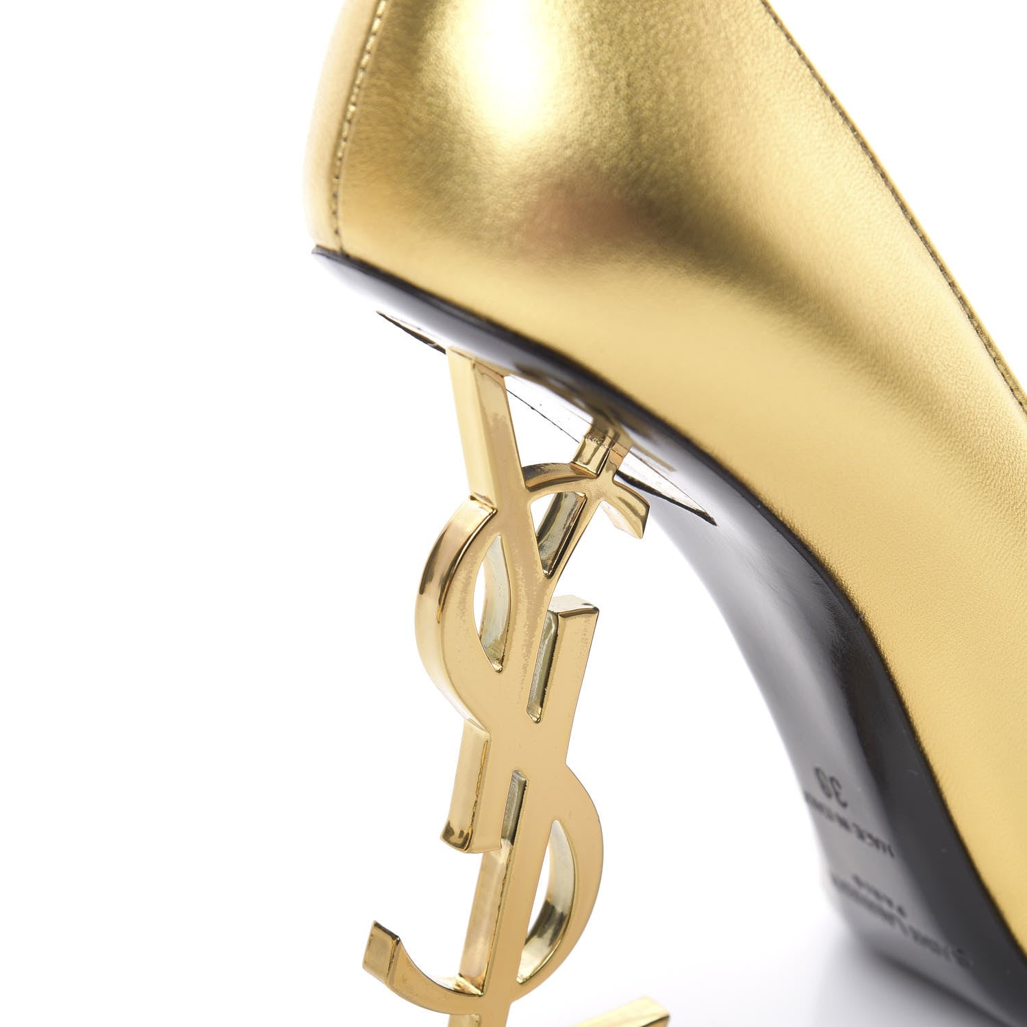 Saint Laurent Calfskin Opyum 100 Pumps 38 Gold 8 of 9