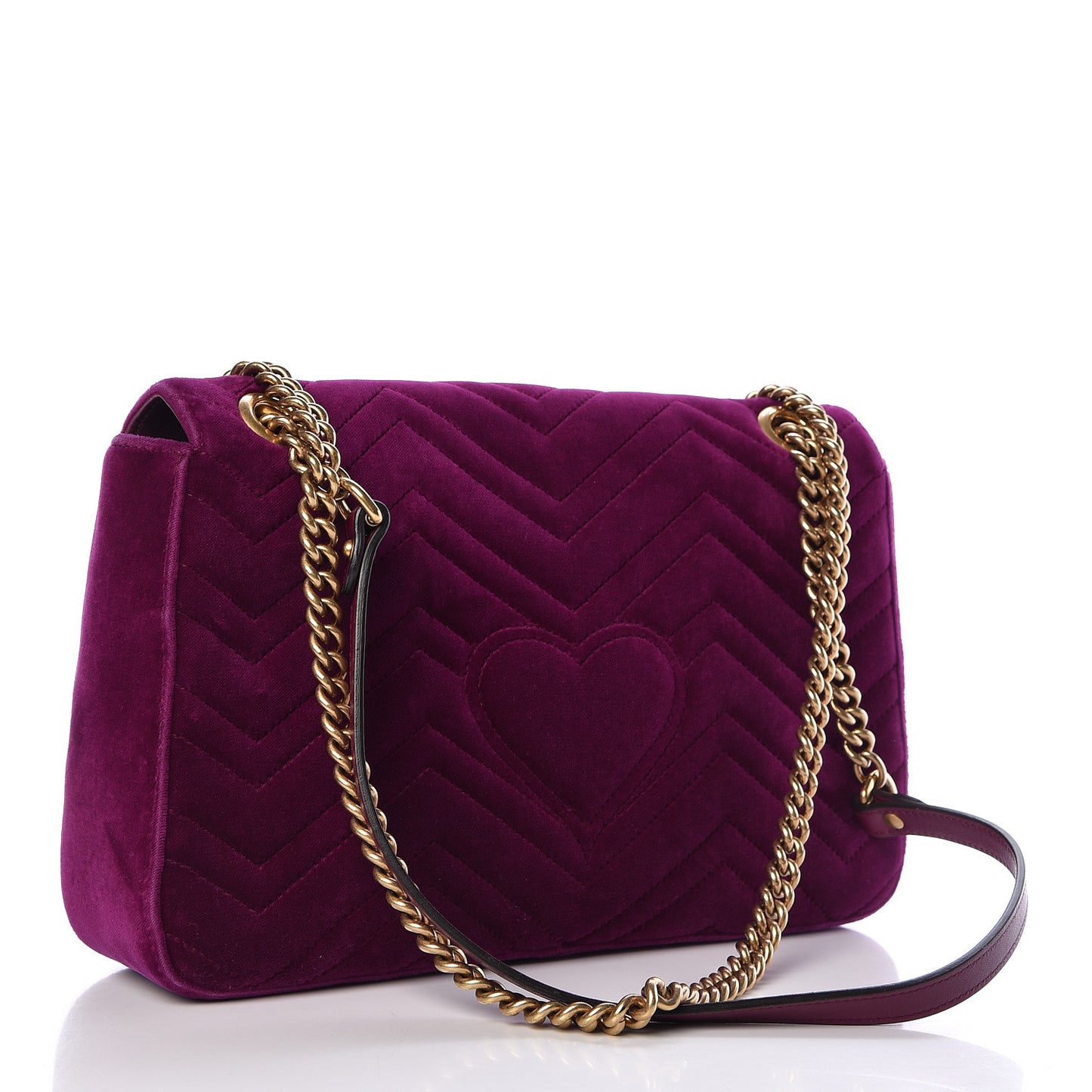 Velvet Matelasse Medium GG Marmont Shoulder Bag Fuchsia Violet Cyclamen