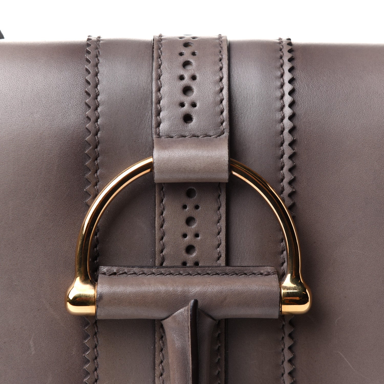 Gucci Calfskin Duilio Brogue Crossbody Bag Grey 11 of 14