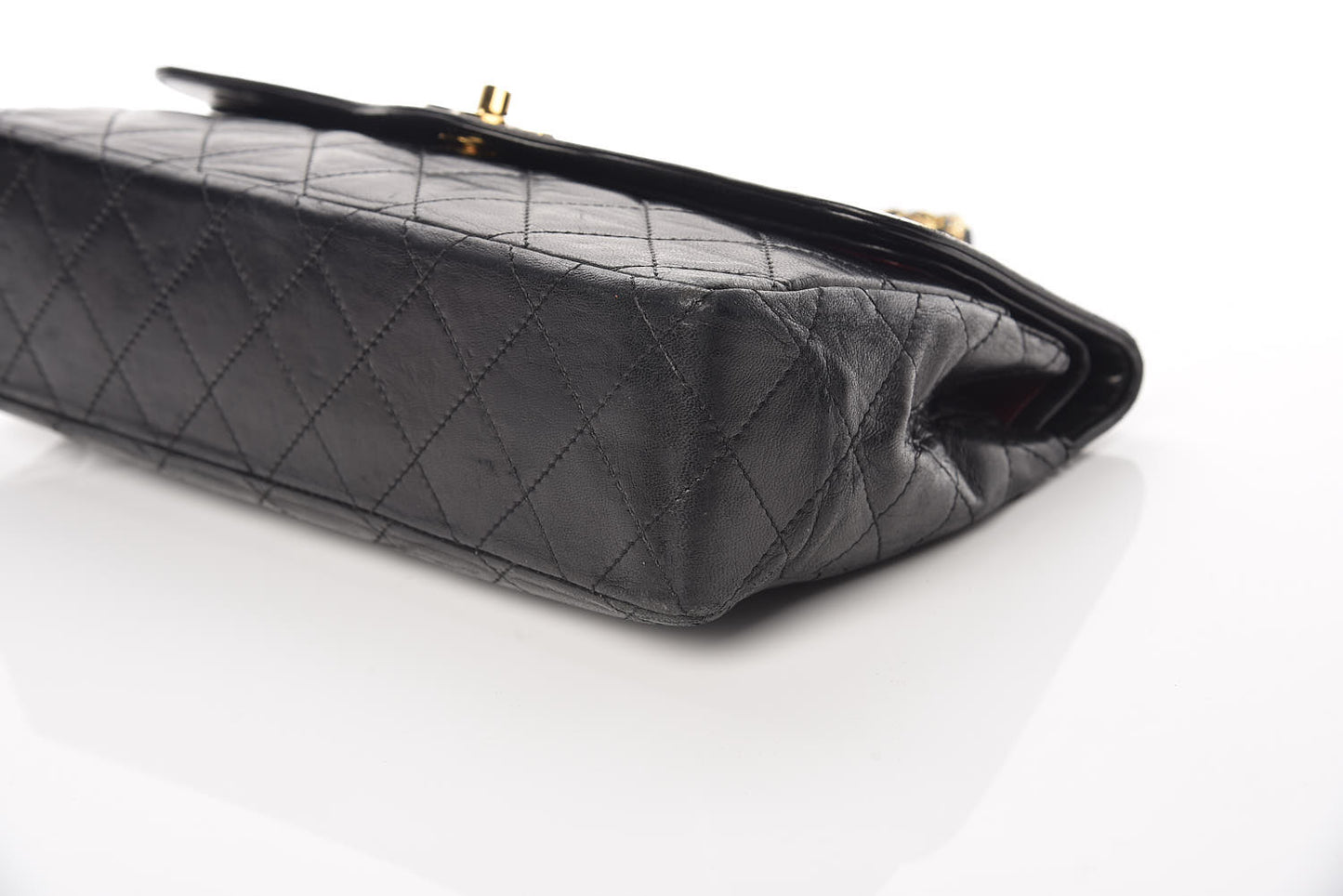 Lambskin Quilted Medium Double Flap Black