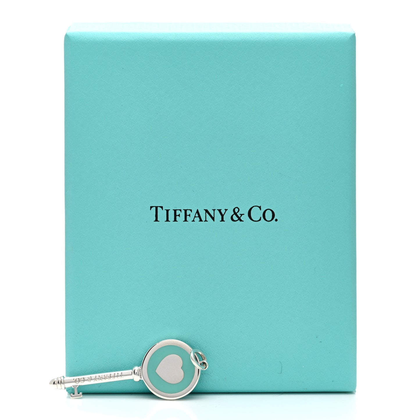 Sterling Silver Enamel Heart Key Pendant Blue