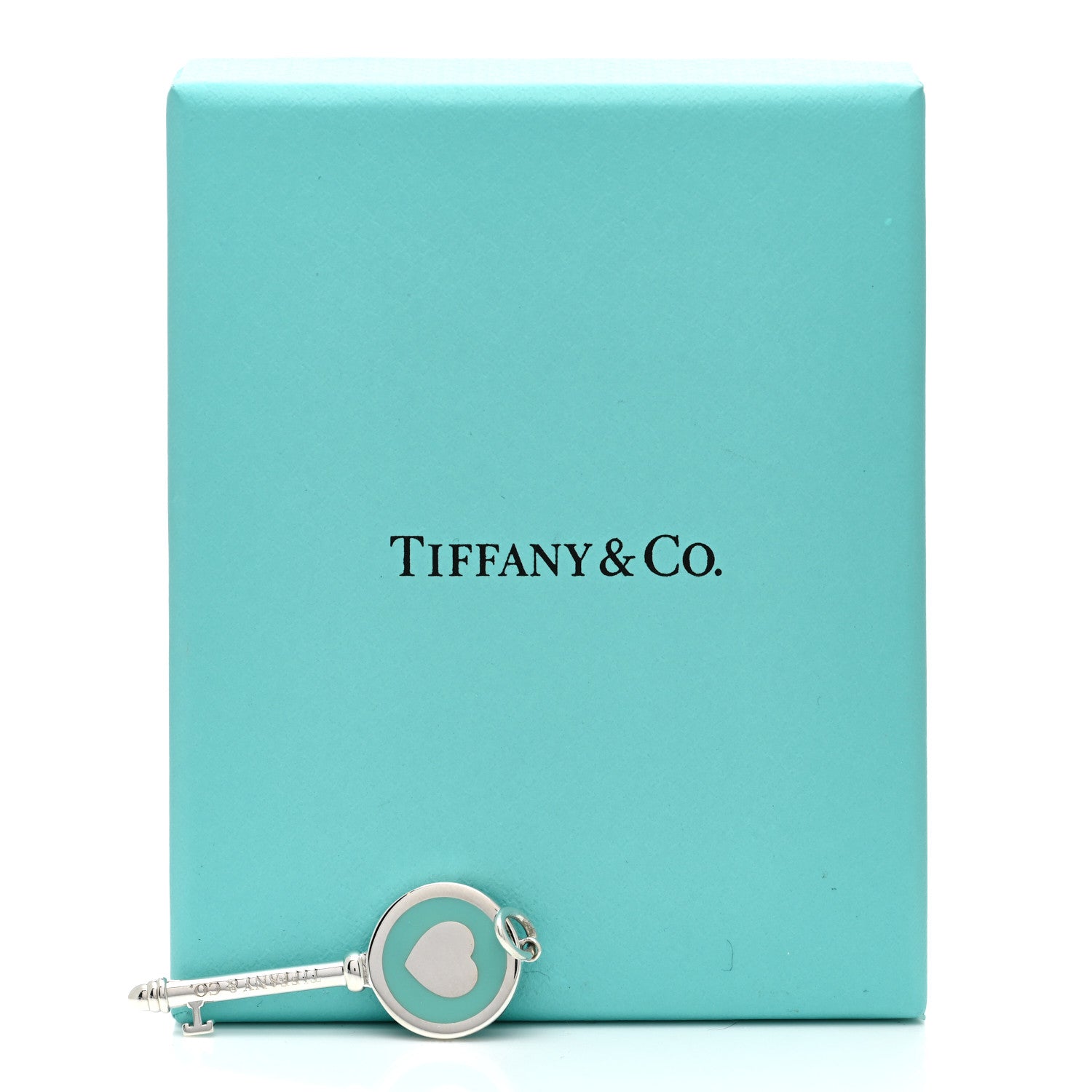 Tiffany Sterling Silver Enamel Heart Key Pendant Blue 5 of 5
