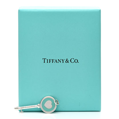 Tiffany Sterling Silver Enamel Heart Key Pendant Blue 5 of 5