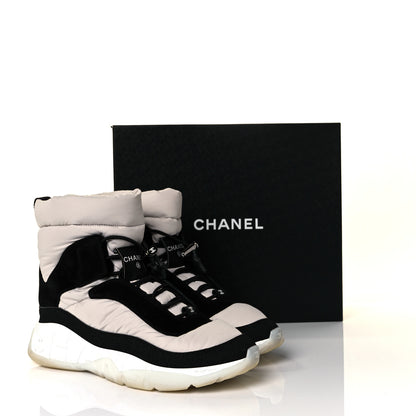 Chanel Nylon Suede Womens Short Boots 41 Gray Black 9 of 9